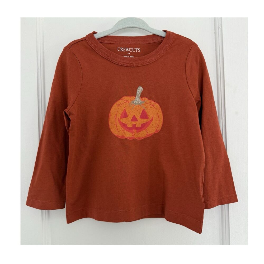 Crewcuts Orange Jack-o'-lantern Halloween Long Sleeve Tee 2T 100% Cotton
